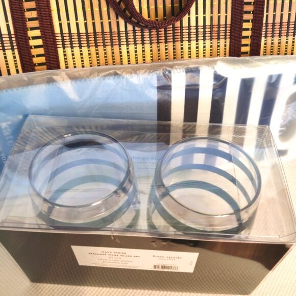 Kate Spade & Bamboodah 'Bamboo & Blue' Picnic Wine Tote Quad Bundle, NWT - Picture 9 of 12